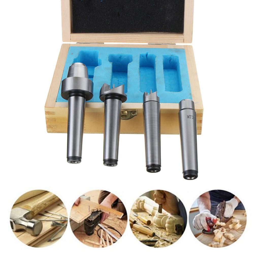 4ks MT2 Soustružnický nástroj na dřevo Hrotový otočný hrot Sada Kuželový nástroj pro obrábění dřeva a kovu Nudný koník Soustruh Frézování
