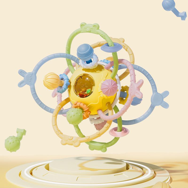 

Сенсорные прорезыватели для младенцев, игрушки Монтессори, детские прорезыватели для облегчения жевания, силиконовые погремушки-шарики для младенцев 0 3 6 12 месяцев