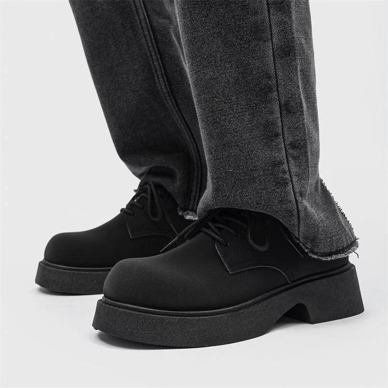 Black matt big head casual leather shoes JK Japanese derby shoes student versatile trend thick heel heightened platform men's shoes