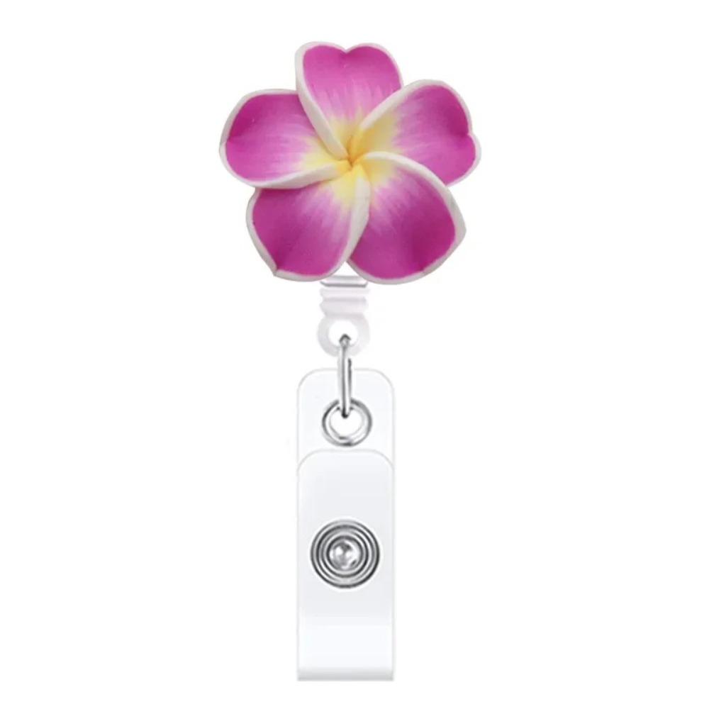 New Polymer Clay Badge Reel Card Holder Flower Shape Retractable ID Card Badge Clip Name Tag Badge Reels Nurse Supplies