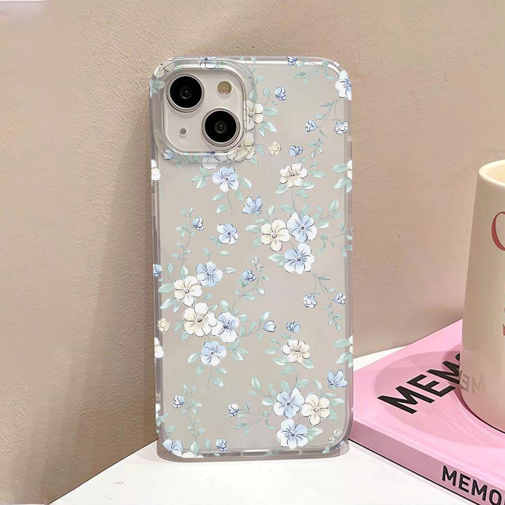 Fresh blue flower for iPhone17ProMax mobile phone case 17 Apple 16/15 matte 13 transparent 14