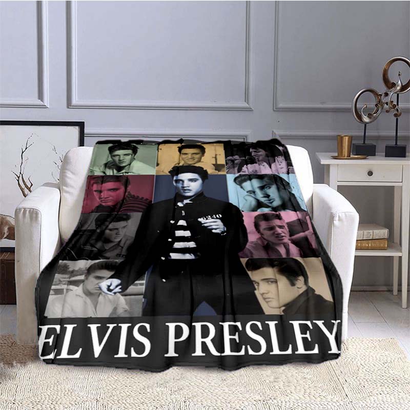 Various Styles of E-Elvis Pattern 3D Printed Rock Singer Sofa Blankets, Suitable for Adult and Children's Bedrooms and Living