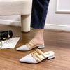 Rivet shoes French sense rivet cool slippers women's summer wear flat-bottomed summer and Korean version patent leather pointed head half slippers