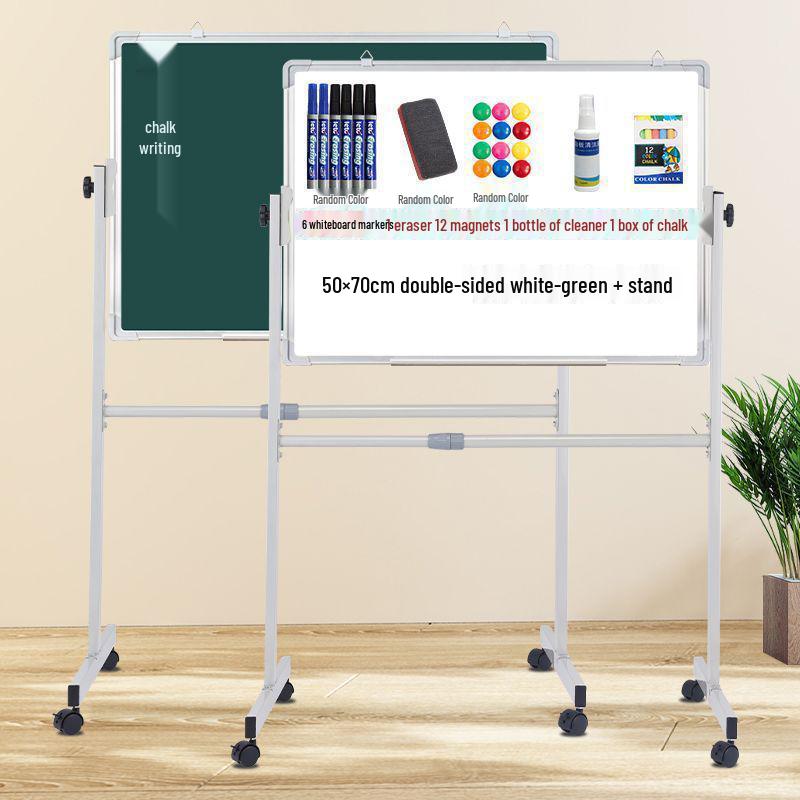 Mobile Double-Sided Magnetic Whiteboard and Chalkboard