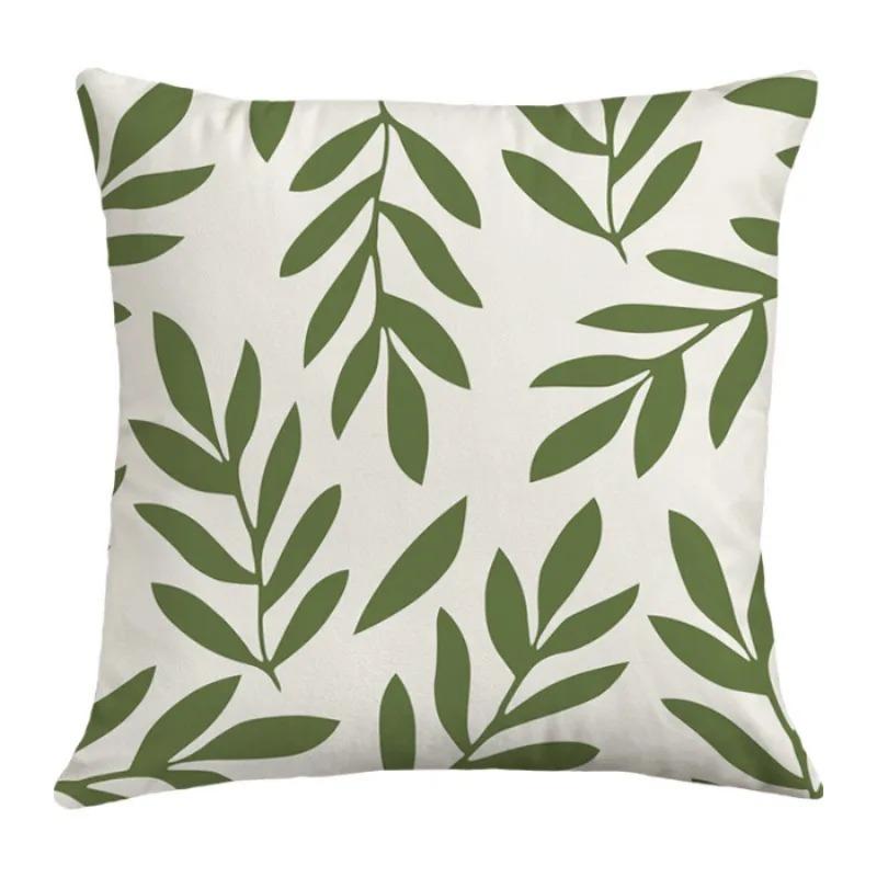 Simple Plant Pattern Decoration Home Small Fresh Fashion Pillowcase Decorative Pillowcase Cushion Cartoon Square