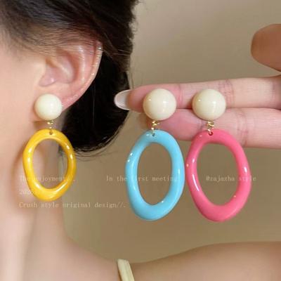 Dopamine Colorful Circle Stud Earrings Women S Fashion Beach Vacation Jewelry