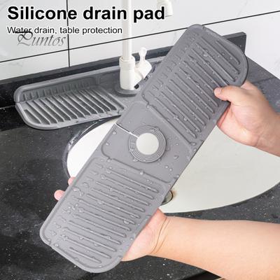 Tappetino per rubinetto in silicone avvolgente, design antiscivolo per rubinetto, lavello, tappetino per asciugatura a secco per cucina, bagno, vassoio di drenaggio pieghevole, lavello multiuso