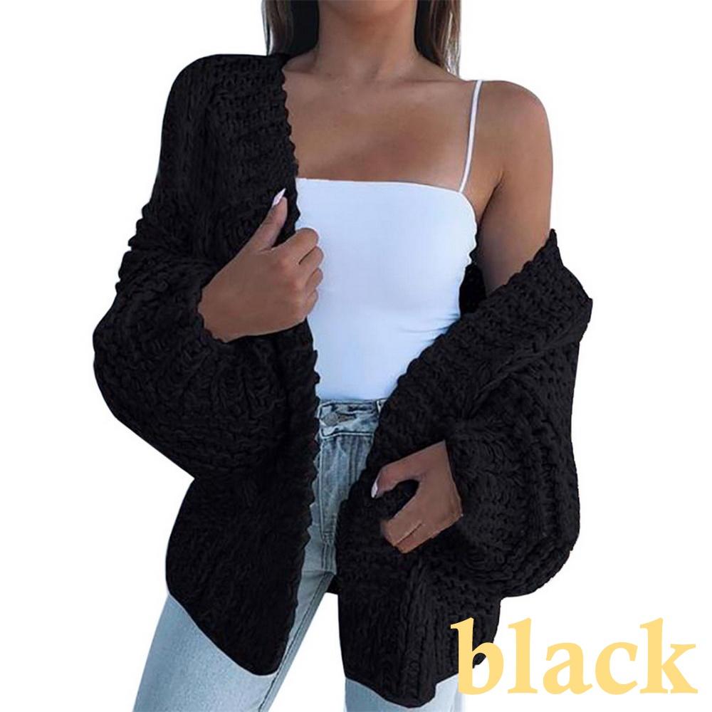 Mode Femme Automne Hiver Chaud Couleur Unie Tricot Câbles Pull Cardigan Décontracté Ouvert Devant Manteau Pull pour Femmes Pull Grande Taille Vêtements d'Extérieur