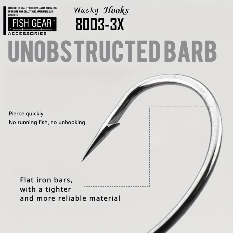 50pcs 8003 Wacky Hooks, Soft Bait Hooks, Barbed Fishing Hook For Drop Shot Rig