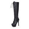New Style Popular Large Size Knee-High Women Boots Motorcycle Boots Thin High Heels Sexy Platform Women Shoes Woman Winter Boots