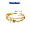 Romance Love Heart Designs Diamonds Accent Copper Adjustable Finger Rings for Special Occasions