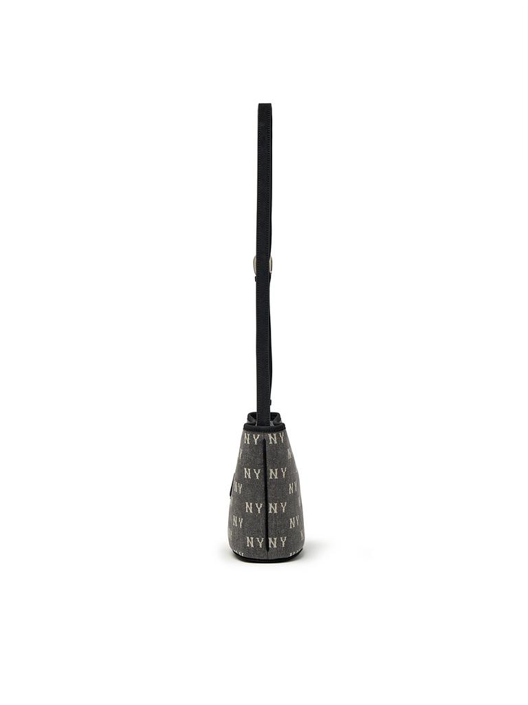 Mlb Classic Monogram Vintage Denim Mini Bucket Bag Ny (Charcoal Grey)