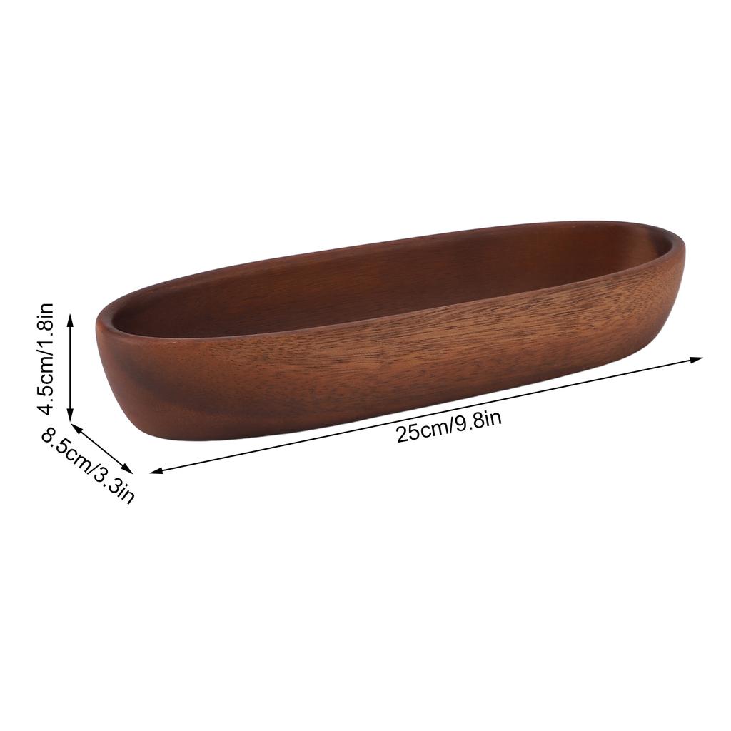 Wooden Salad Bowl Multipurpose Large Capacity Wooden Boat Shaped Serving Tray for Food Bread Fruits Snack Dessert