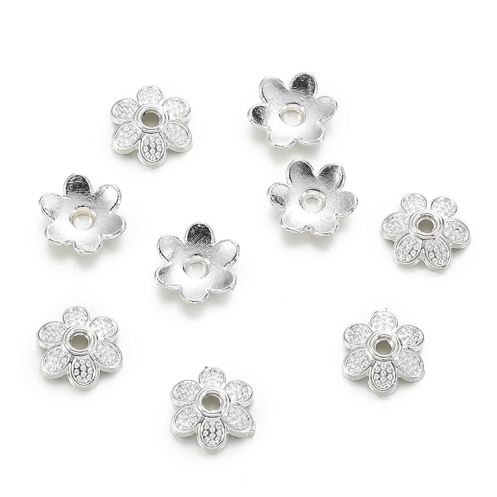 50pcs 5 Sizes Alloy Flower Beads Cap Flowers Connector for Bracelet Necklace Jewelry Making Accessories