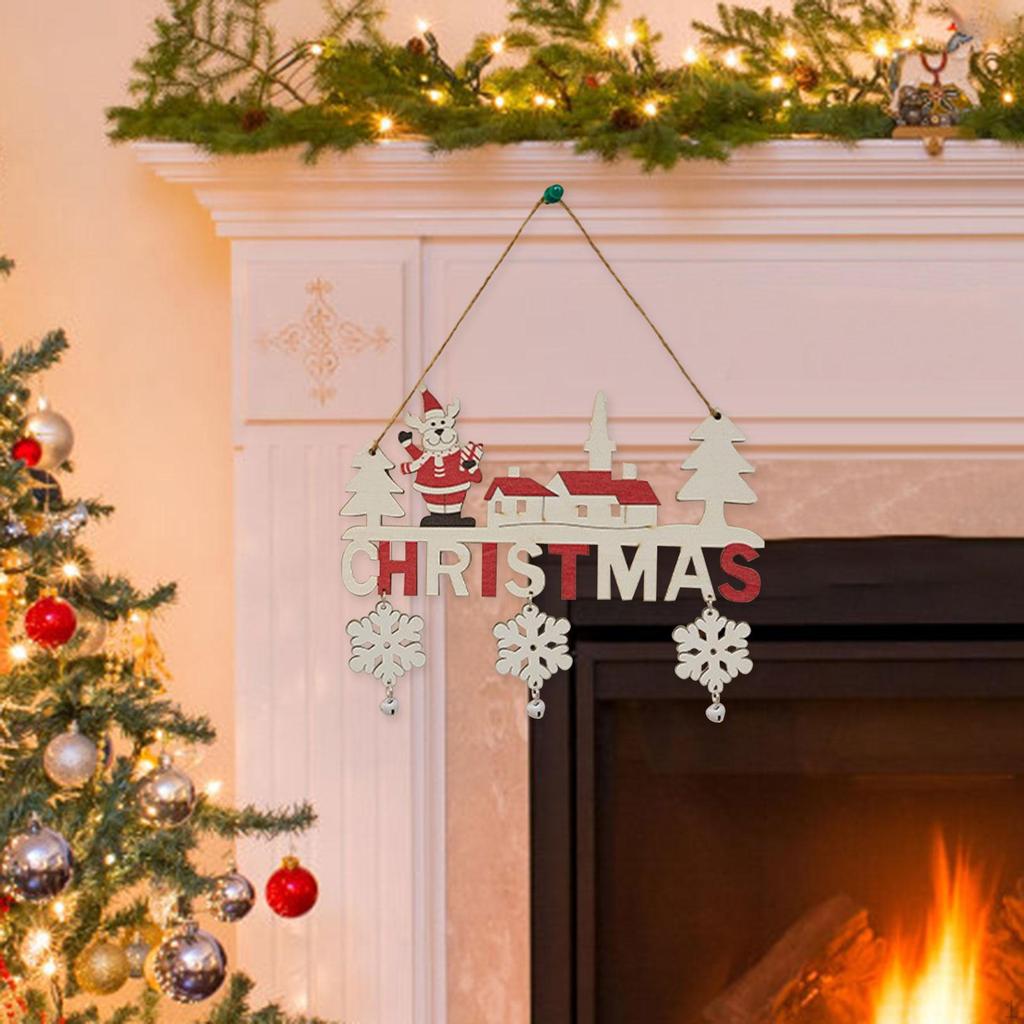 Christmas Wood Hanging Sign ,Xmas Welcome Door Decor Atmosphere Decoration for Wall