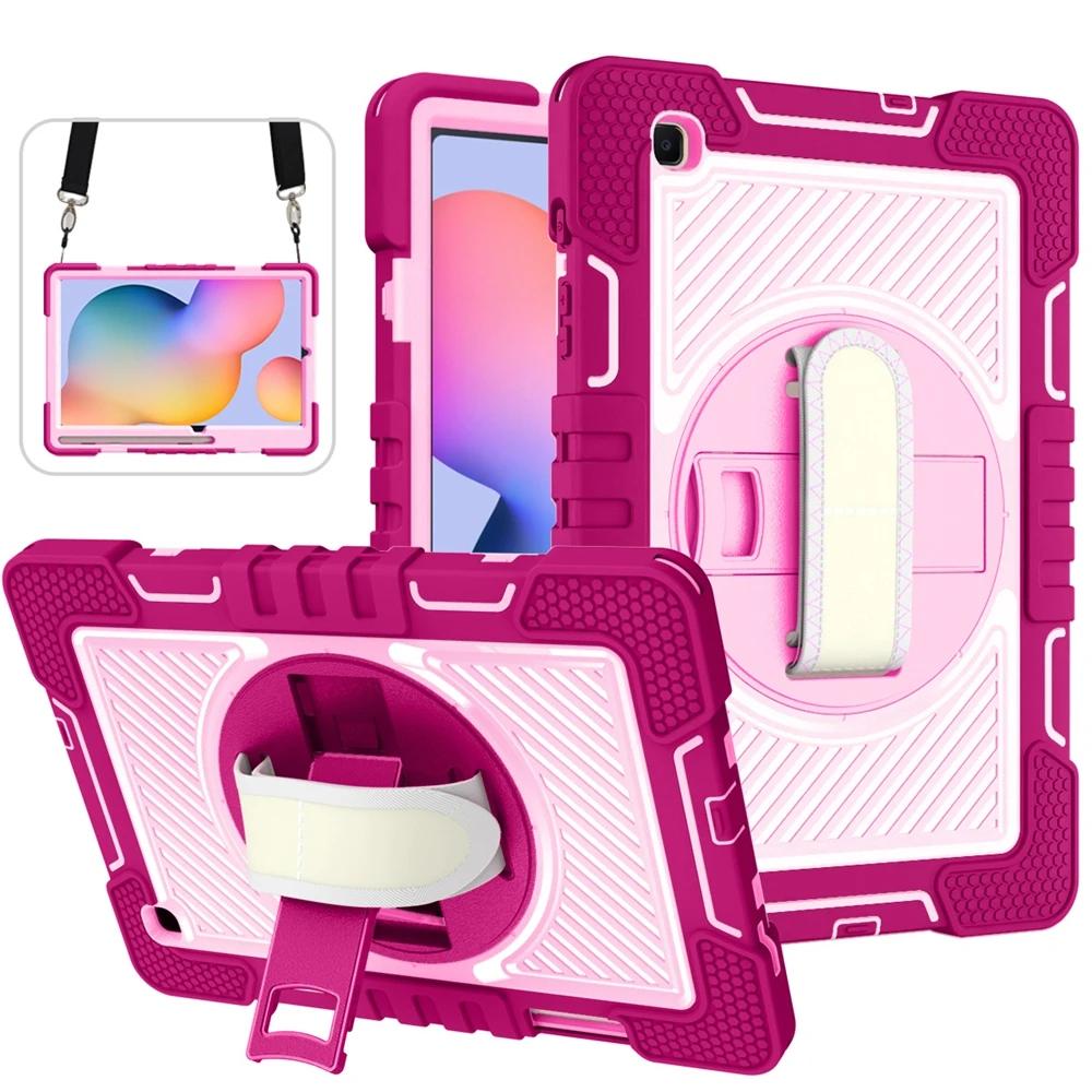 Pour Samsung Galaxy Tab S6 Lite 10.4 P620 P625 SM-P610 SM-P615 P613 P619 Coque Enfants Sangle Main Épaule Support Housse Tablette SM-P610 P613 P619