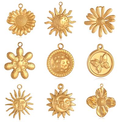 3Pcs Face Sun Moon/Sunflower/Butterfly Charm for Jewelry Making Stainless Steel Cast Charm DIY Bracelet Necklace Craft Accessory