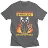 Custom In My Defense I Was Left Unsupervised Funny Cat T Shirt Men Pure Cotton Tshirt Tee Tops Streetwear Tshirt