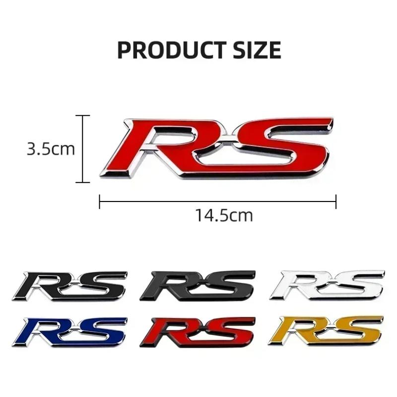 1pcs 3D Metal Car Letters Sticker RS Logo Sport Emblem Badge Auto Accessories