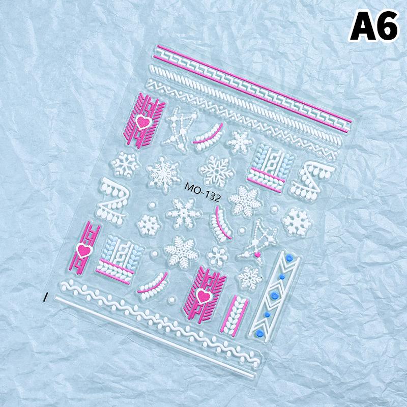 

Christmas Nail Art Stickers Mini Santa Claus Manicure Decals Self-Adhesive Waterproof Embossed Reliefs Snowman Nails Sticker