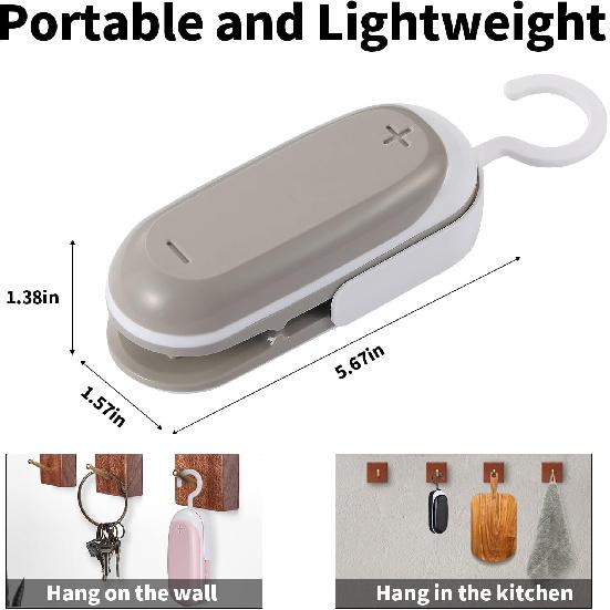 Мини-запайщик пакетов, 3 упаковки портативных термозапайщиков, Запайщик пакетов для чипсов с резаком 2 в 1, Термозапайщик, Запайщик продуктов, Ручной запайщик с крючком для