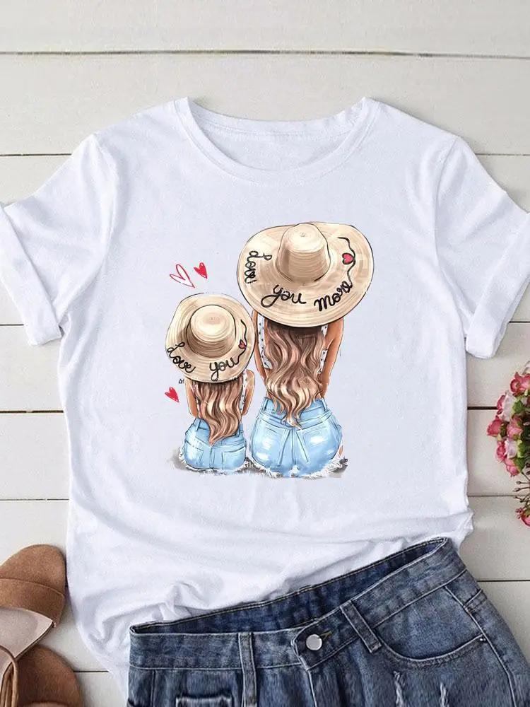Cute Mom Womens ShortSleeved Printed Modal Shirt European Style Summer Fashion Personality Top for Women Modal fabric