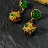 Classic Middle Women Girls Enamel Flower Earrings Ear Clip Vintage Elegant Lady High-end Party Banquet Accessories Jewelry