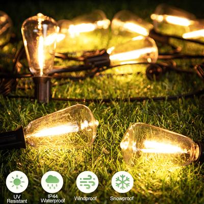 Outdoor String Lights Waterproof  Outside Patio Lights Dimmable ST38 Shatterproof Hanging Light For Bistro Porch Deck Backyard