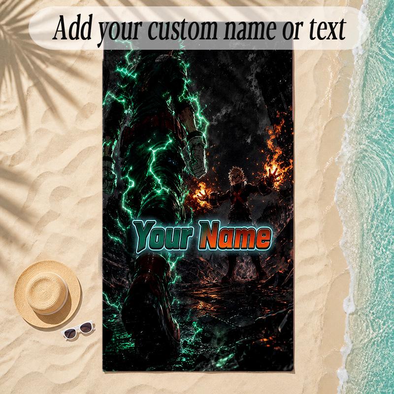 Beach TowelMy Hero Academia Custom Name Text Personalized Soft Towel for Beach Pool Indoor Home Decor Gift