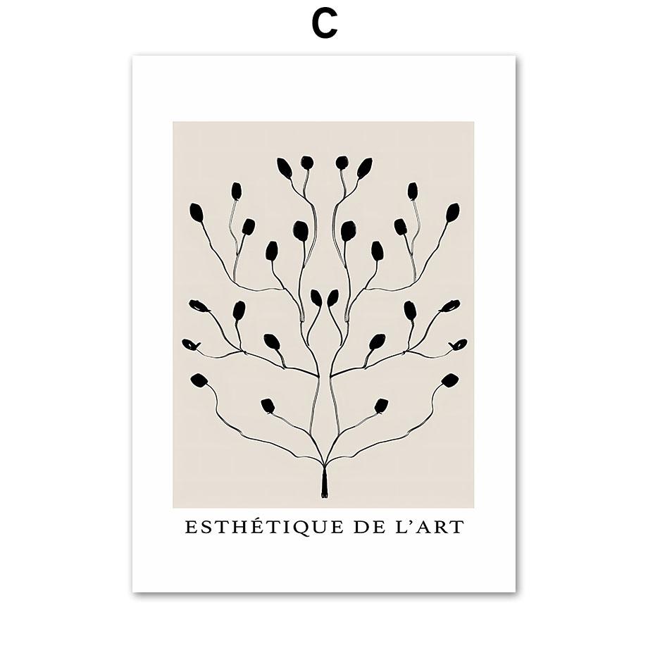 Abstract Bohemian Line Woman Leaf Vase Flower Mid Century Posters Canvas Painting Wall Art Print Picture Living Room Home Decor