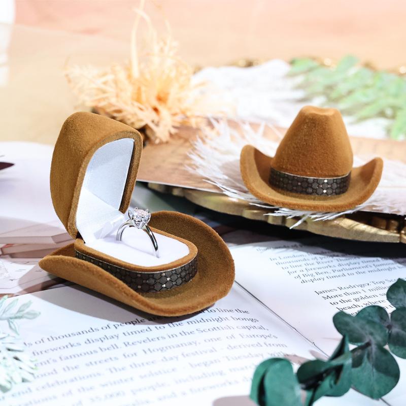 Personalized Cartoon Ring Box Western Cowboy Hat Box