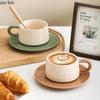 250ml Ceramic Coffee Cup and Saucer Set Milk Tea Cups Oatmeal Breakfast Cups Office Water Cup Milk Mug Afternoon Tea Mug Teacup