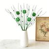 St. Patrick's Day Artificial Shamrock Plant Picks Glitter Four Leaf Clover Berries Stems for Flower Arrangements Irish Vase Home Table Centerpiece