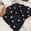 Black Starry Sky Flannel Throw Blanket White Star Glitter Print Soft Lightweight Kids Bedroom Decor Blanket