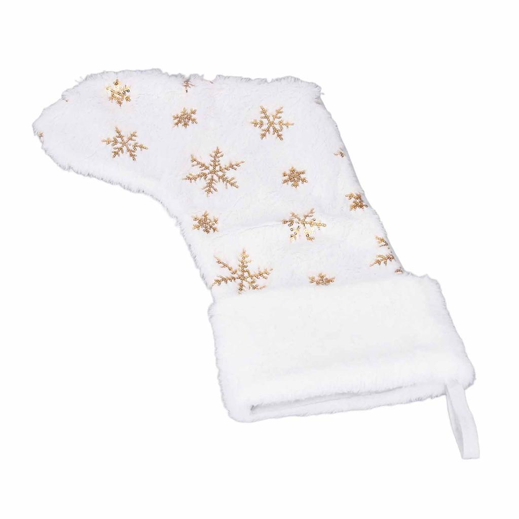 Large Xmas Stocking Embroidered Snowflake Sequin Socks Ornament Stocking Decoration for Family Holid