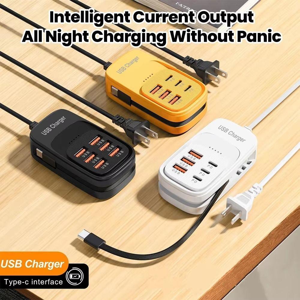 6 In 1 Fast Charging Station USB Type-C Power Socket Adapter USB Power Charger Living Room