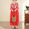 DIMANAF New 2026 Women Plus Size Summer Casual Floral Long Dress Cotton Loose Oversize Maxi Beach Sundress Elegant Vintage Lady Print