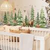 Safari Forest Animal Wall Stickers Deer Squirrel Bear Pine Tree Wallpaper for Kids Room Bedroom Nursery Decor