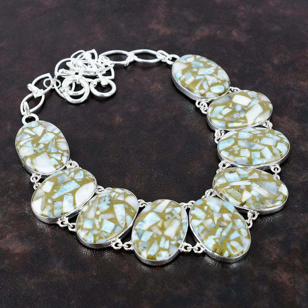 Kupfer Larimar Halskette 925 Sterling Silber Halskette echter Edelstein Schmuck verstellbare Kette Halskette Geschenk für Mädchen handgemachte erstaunliche Halskette