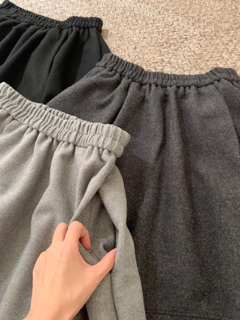 Elegant High-Waist Wool Blend A-Line Skirt - Autumn/Winter Classic