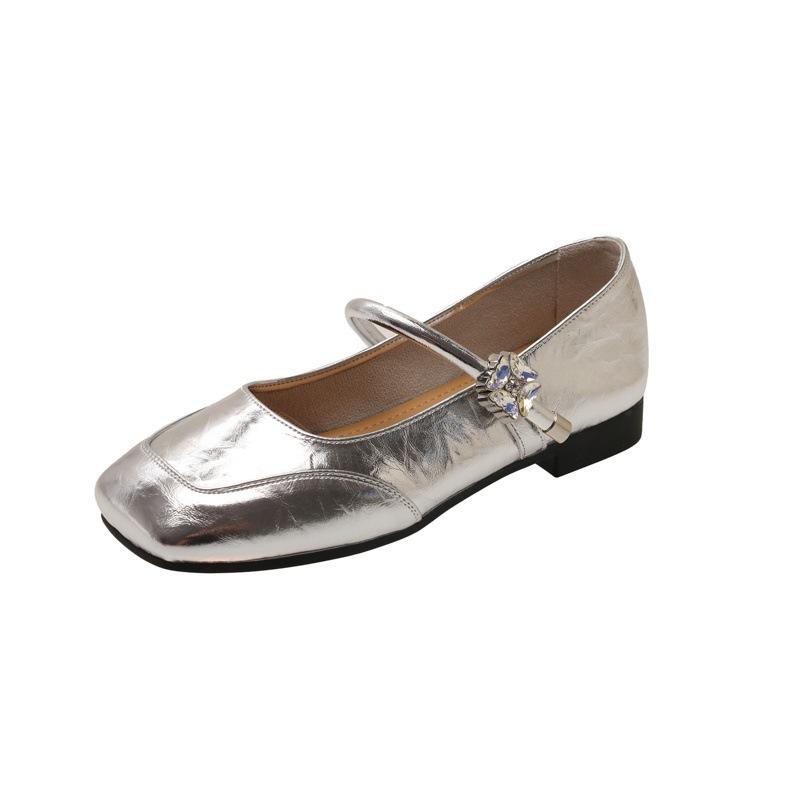 Shallow single shoes women's 2025 summer new versatile soft sole Doudou golden ballet Mary Jane small leather shoes