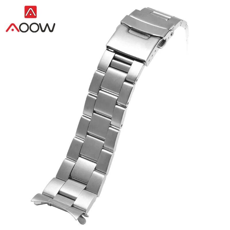

20 мм 22 мм однотонный ремешок из нержавеющей стали с изогнутым концом, складная пряжка, мужской металлический сменный ремешок, браслет, аксессуары для часов для Seiko 22mm