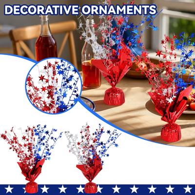 2 Packs Of Metal Plastic Patriotic Center Decorations, Red,and Blue Star Shaped, Independence Day Decorations, Celebration Items Decorations
