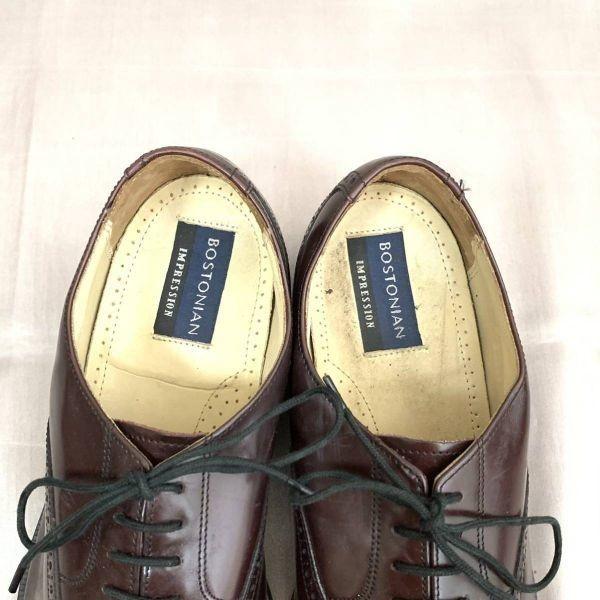 80s 90s Vintage Bostonian Size 9.5D B 27.0 27.5cm Semi Brogue Leather Shoes Dark Brown(USED)