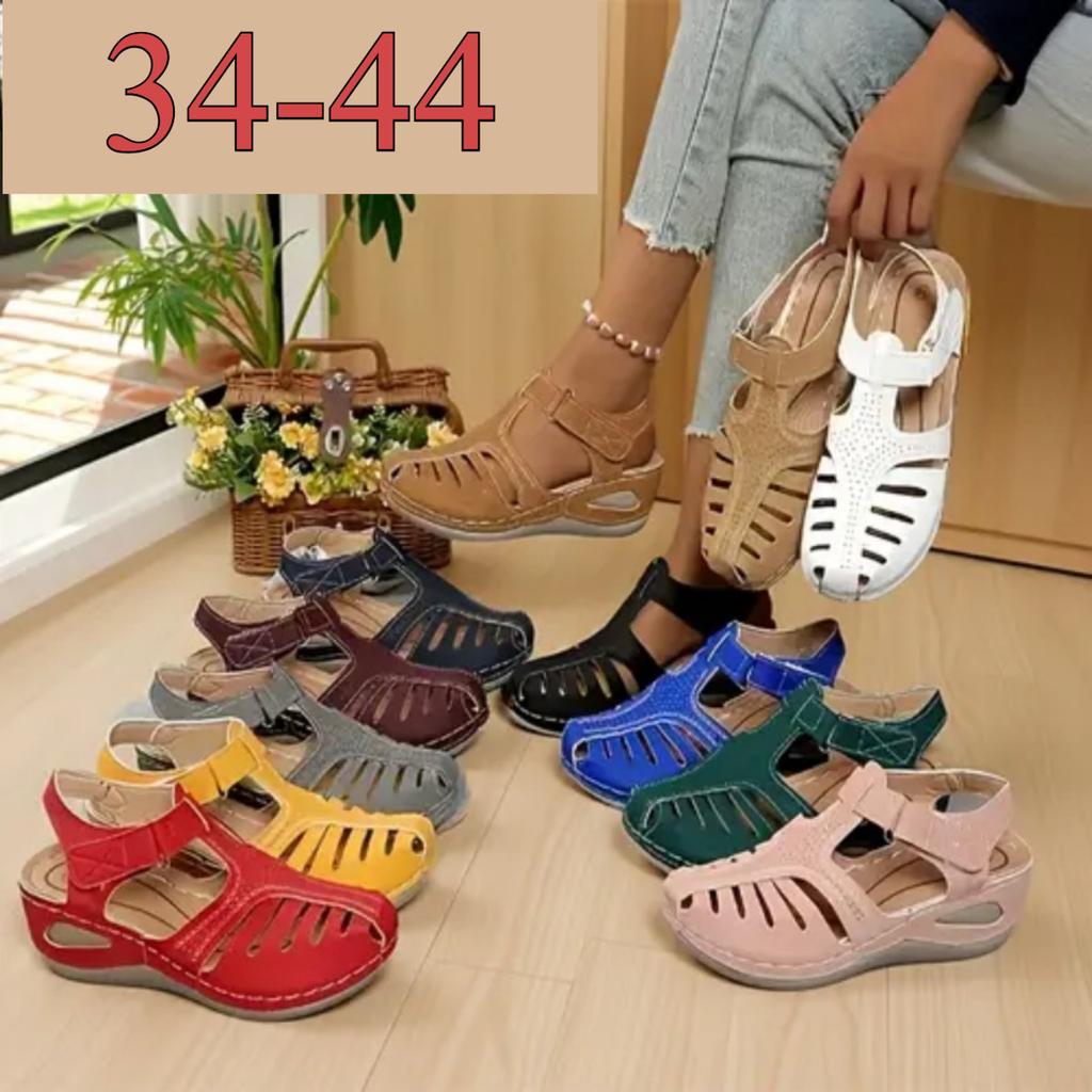 Ladies' Casual Wedge Sandals | Round Toe Hollow Design | Middle Heel, Breathable and Comfortable | All Season | Durable Sole | Shoes, Lace Up Sandals