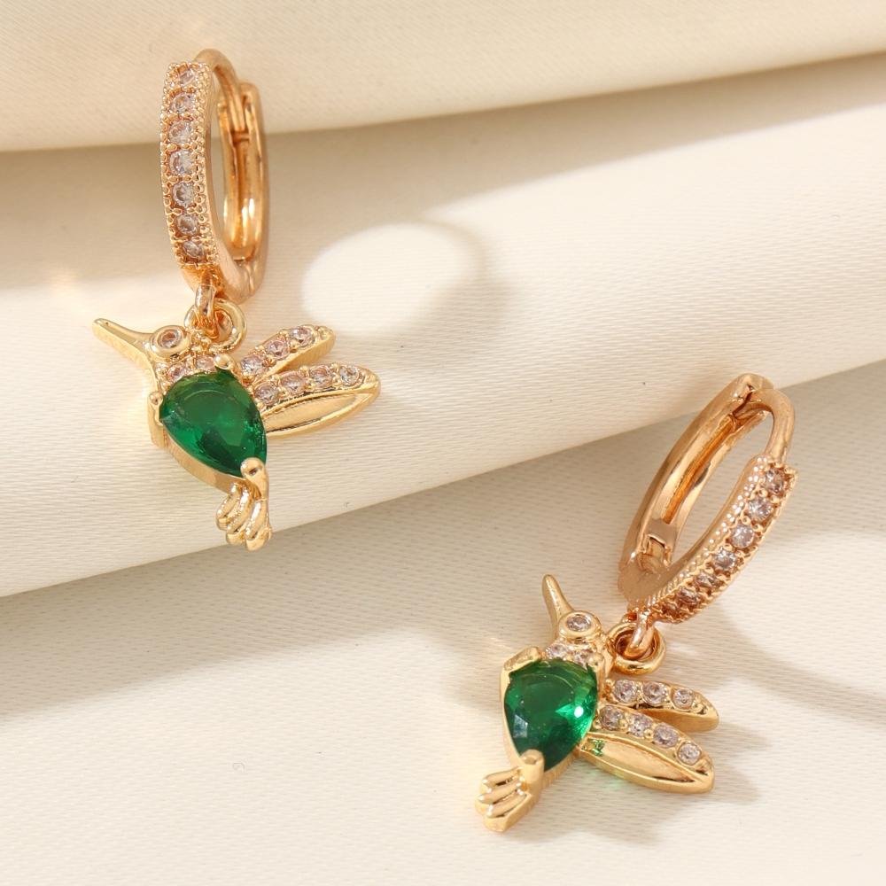 1 Pair Cute Bird Dangle Earrings for Women Cubic Zirconia Jewelry Daily Party Accessories