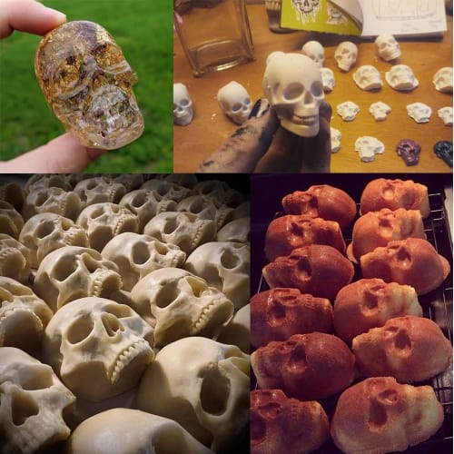 2-Pack of 40 Non-Stick Gummy Skull Silicone Candy Molds with 1 Dropper for Chocolate, Candy, Jelly, and Ice Cubes