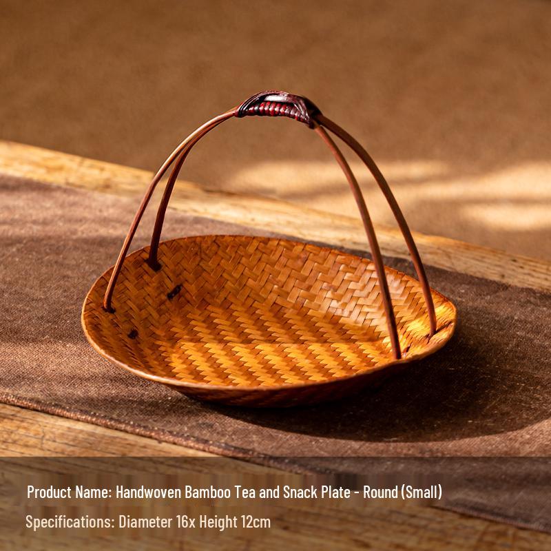 Song Style Bamboo Woven Small Snack Tray: Chinese Tea, Fruit Plate, Wedding Ornament
