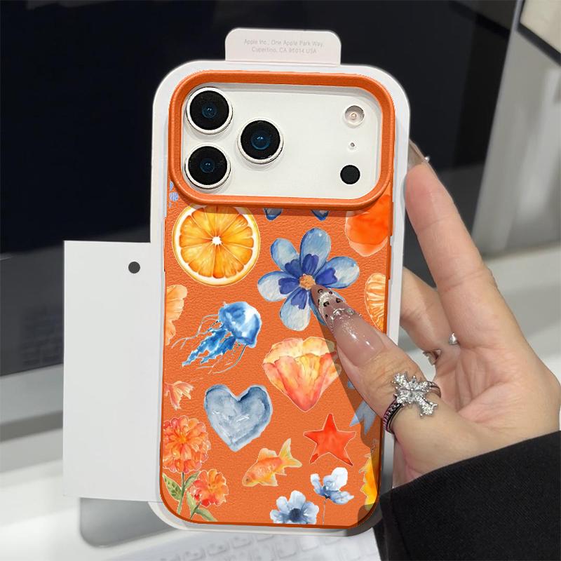 Trendy Ocean Style Whale Pattern Case For iPhone 17 16 Pro Max Luxury Leather Texture Matte Silicone Cover For iPhone 15 14 13 Pro Max 11 16e 17e