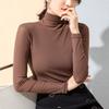 Women's Velvet Mesh High-Neck Base Layer: Long-Sleeve, Solid Color, Slim Fit for Autumn/Winter 2023